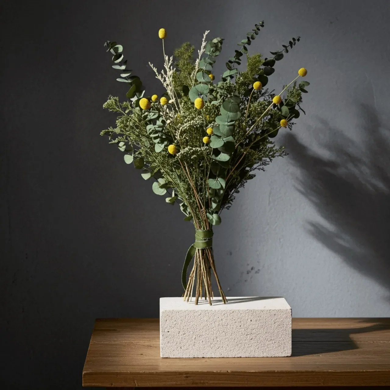 Large Preserved Green & Yellow Native Australian Flower Arrangement - Everlasting Decor (70cm) - Handcrafted dried & preserved arrangement.