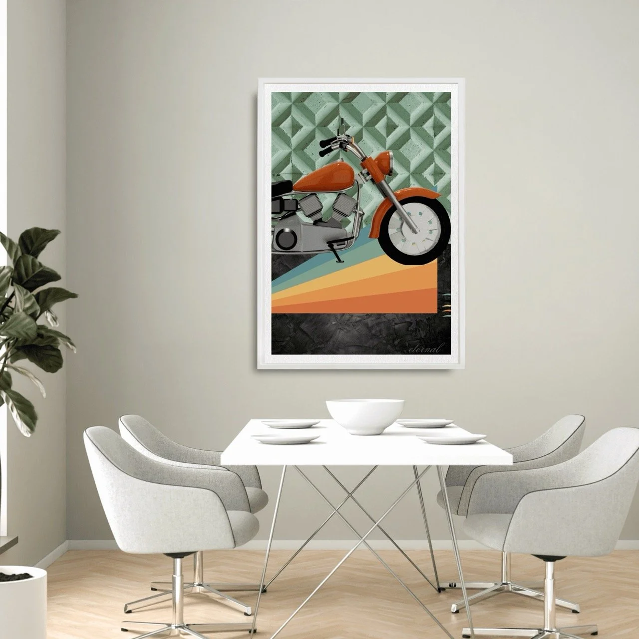 Retro Motorcycle Art Print - Sydney Artist, Eternal Art Prints - Eternal Art & Design