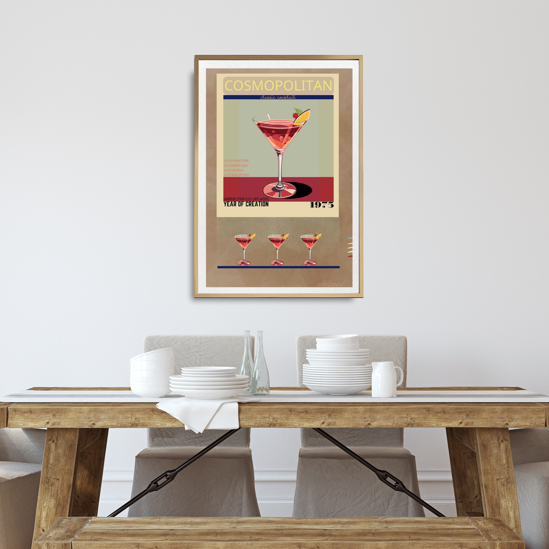 Cosmopolitan Retro Cocktail Culture Wall Art Print, Eternal Art Prints - Eternal Art & Design