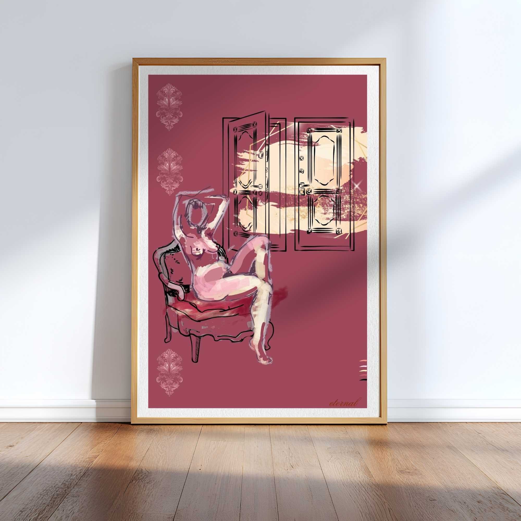 Female Figure Nude Tranquil Seated Art Print, Sydney Artist - Eternal Art Prints