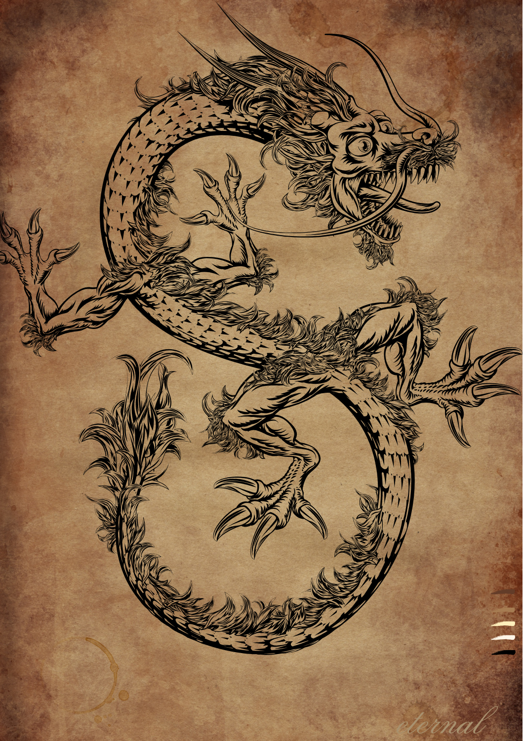 Oriental Eastern Dragon Wall Art Print, Eternal Art & Design - Eternal Art & Design