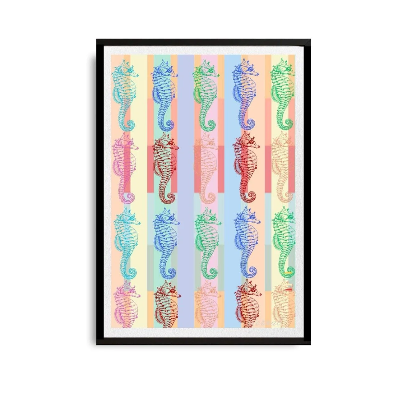 Pastel Seahorse Modern Coastal Nautical Wall Art Print - Sydney Artist, Eternal Art Prints - Eternal Art & Design