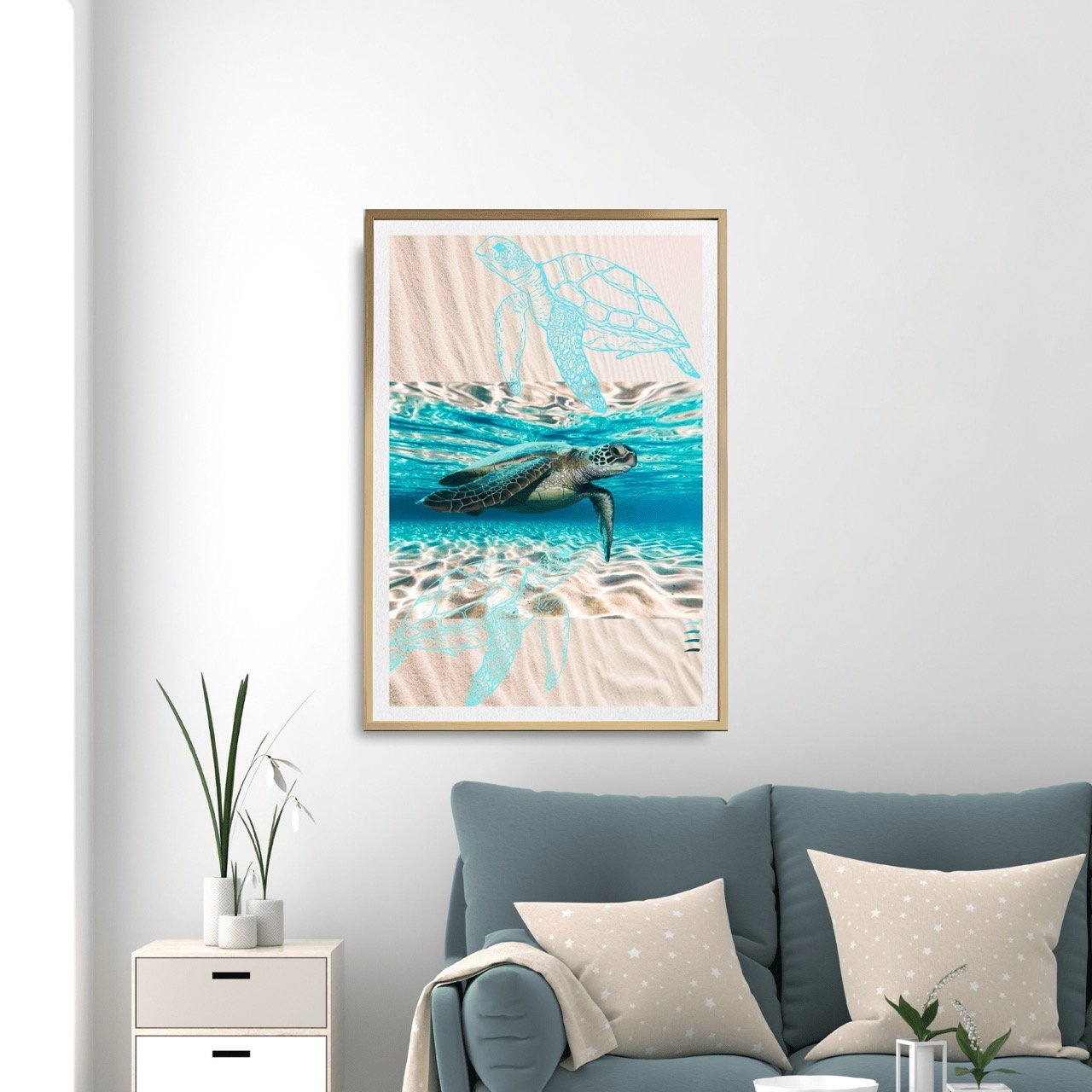 Water Turtles Modern Coastal Wall Art Print - Sydney Artist, Eternal Art Print - Eternal Art & Design
