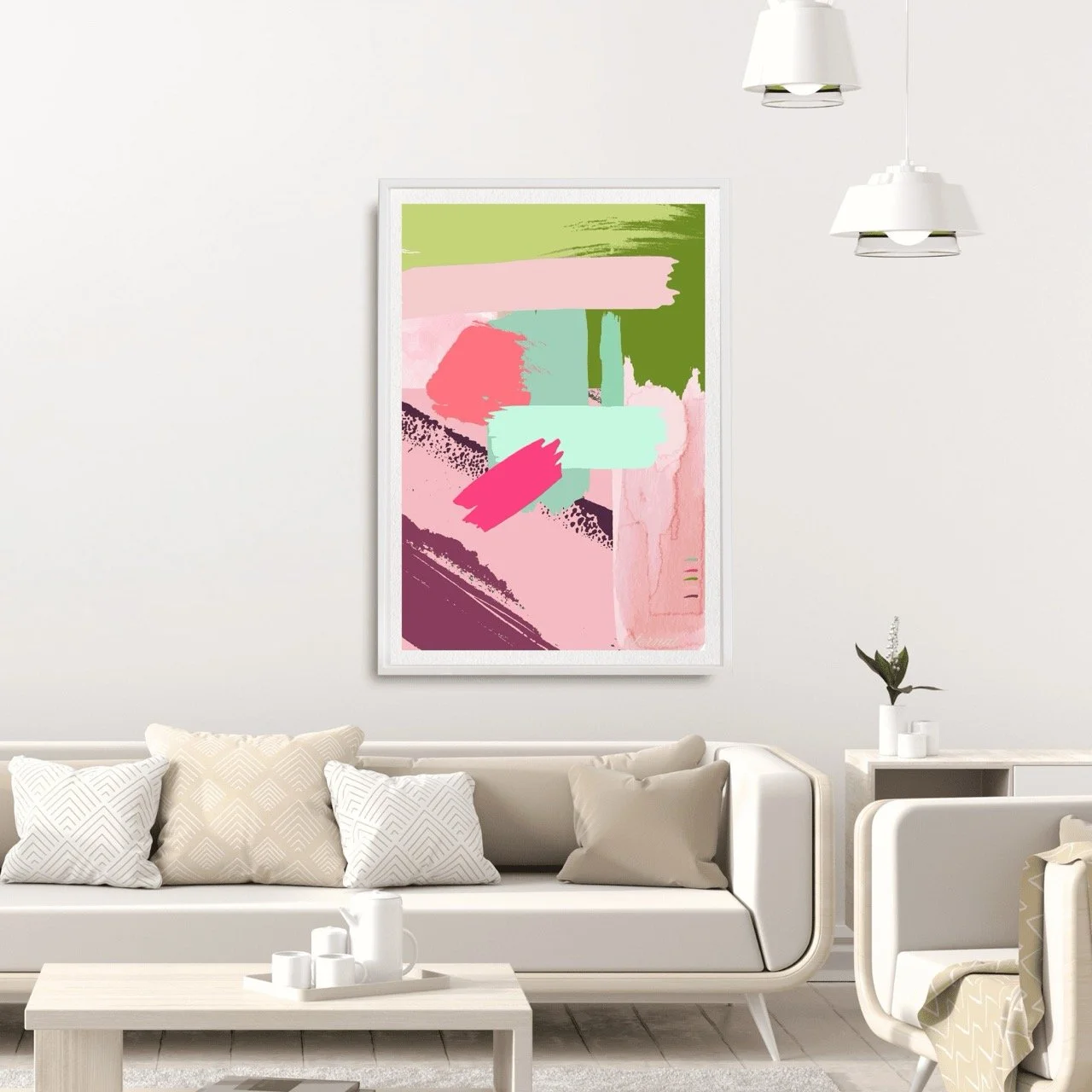 Modern Abstract Brushstrokes in Pink Art Print - Sydney Artist, Eternal Art Prints - Eternal Art & Design