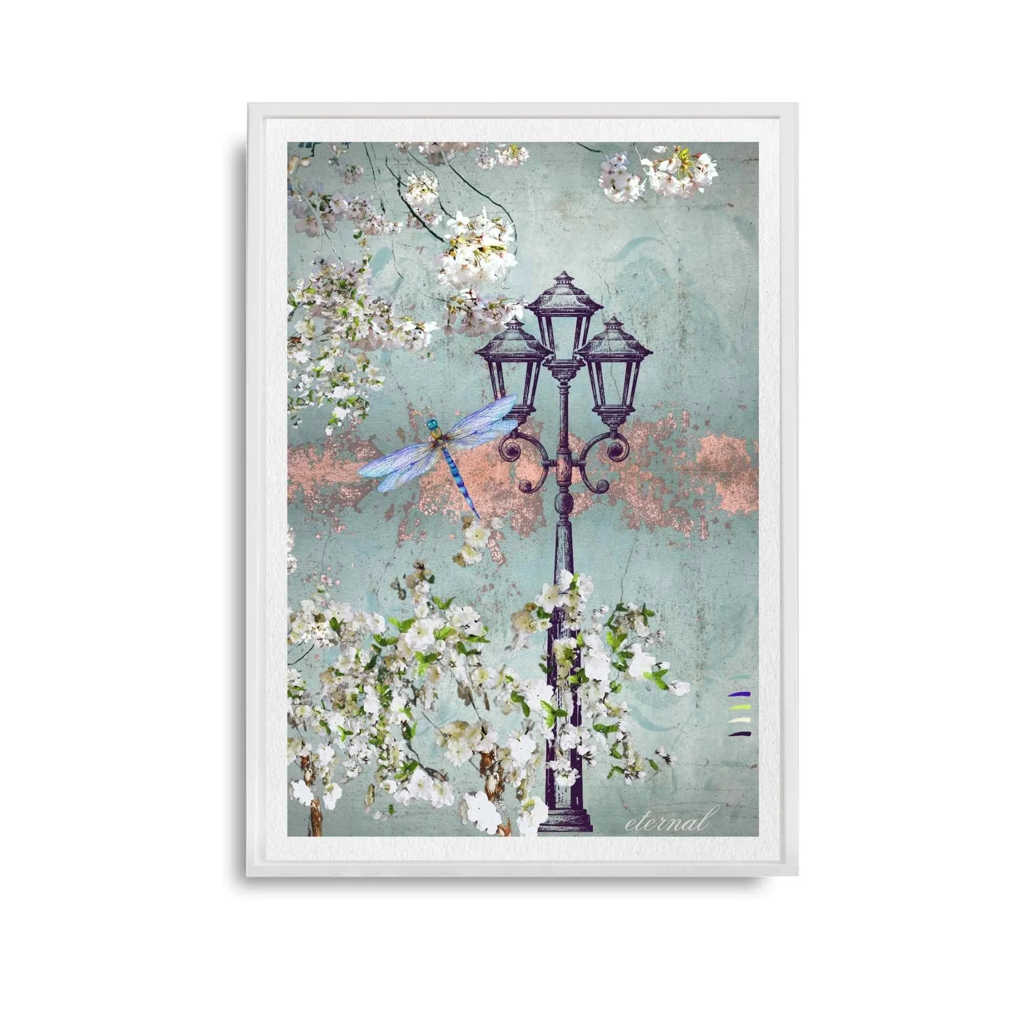 Florals with Dragonfly Botanical Print French-Inspired - Special Edition Wall Art Eternal Art Prints - Eternal Art & Design