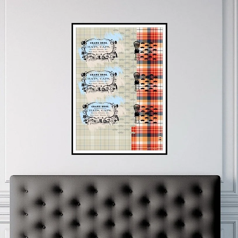 Retro-inspired Top Hat & Moustache Print - Sydney Artist, Eternal Art & Design - Eternal Art & Design