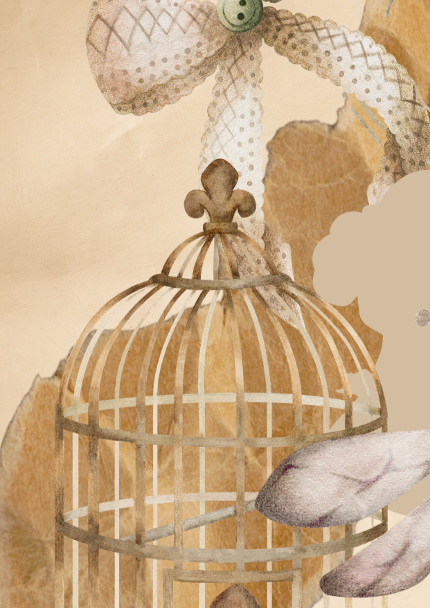 Vintage Birdcage Bow and Dragonfly Wall Art Print, Eternal Artt & Design - Eternal Art & Design