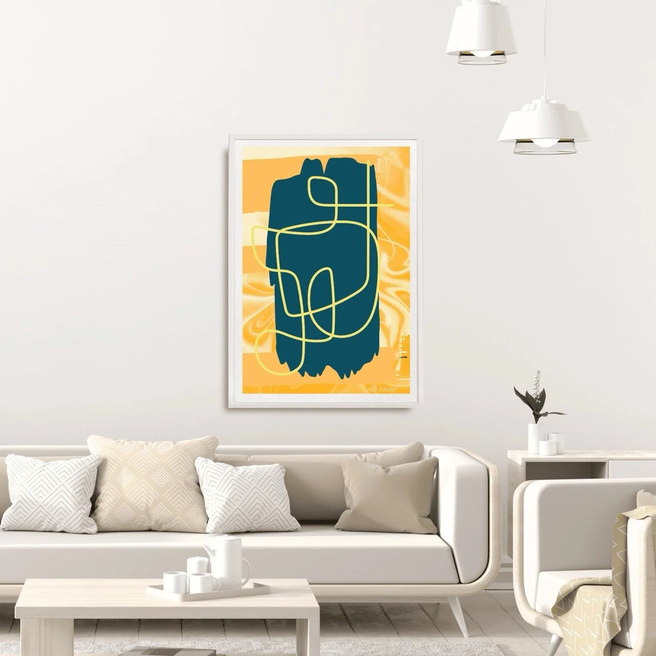 Abstract Modern Brushstrokes in Yellow Art Print - Sydney Artist, Eternal Art Prints - Eternal Art & Design