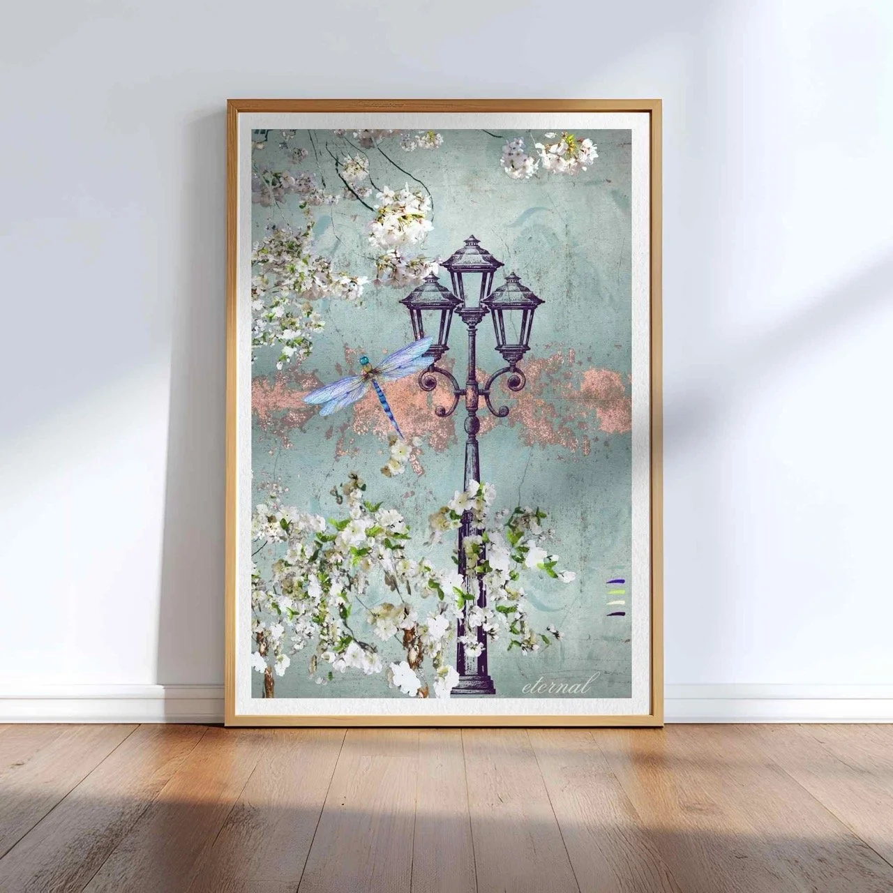 Florals with Dragonfly Botanical Print French-Inspired  - Special Edition Wall Art Eternal Art Prints