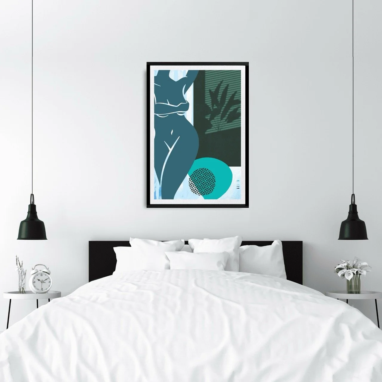 Female Figurative Line Drawing in Aqua Wall Art Print, Sydney Artist - Eternal Art Prints - Eternal Art & Design
