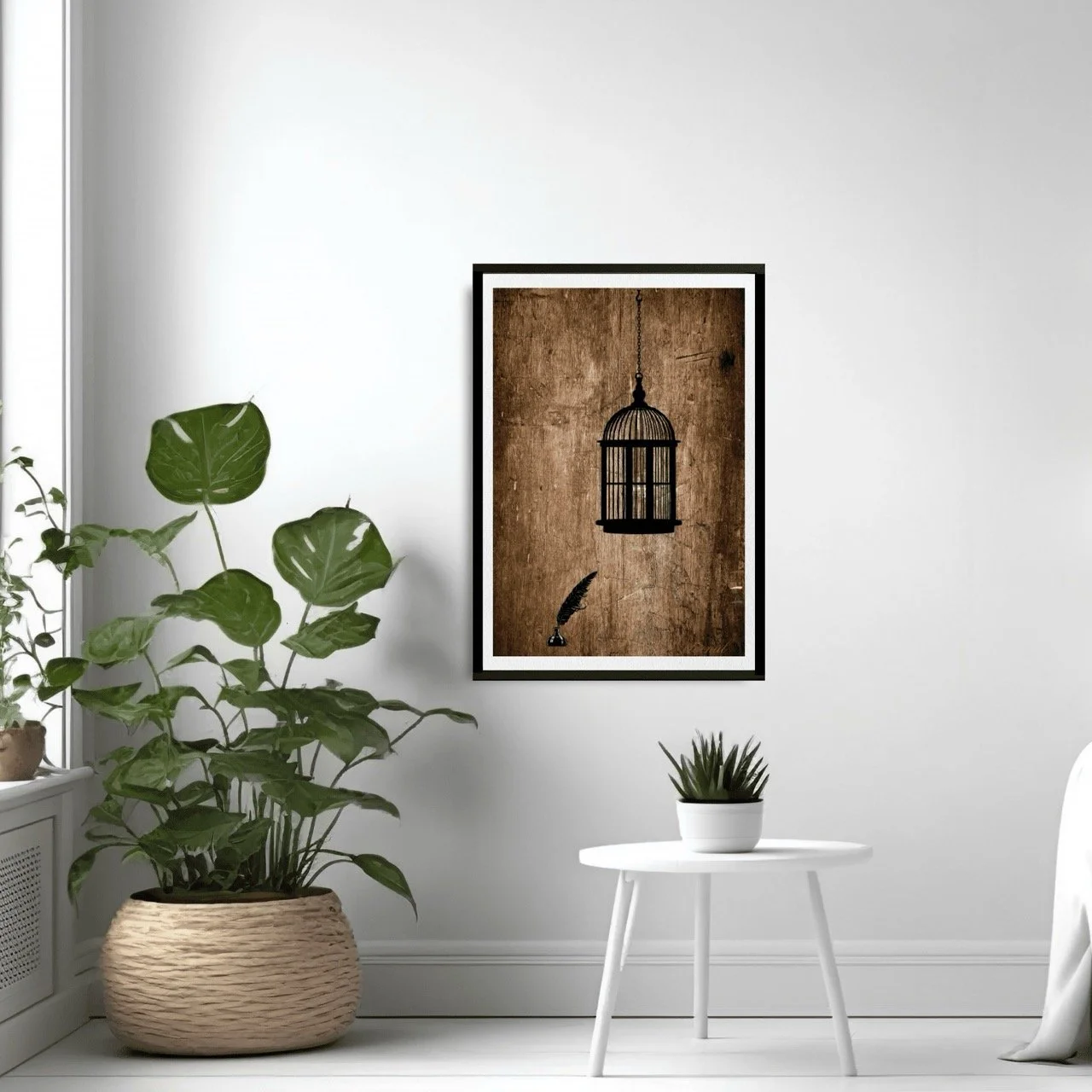 Birdcage Ink and Quill Wall Art Print, Eternal Art Prints - Eternal Art & Design