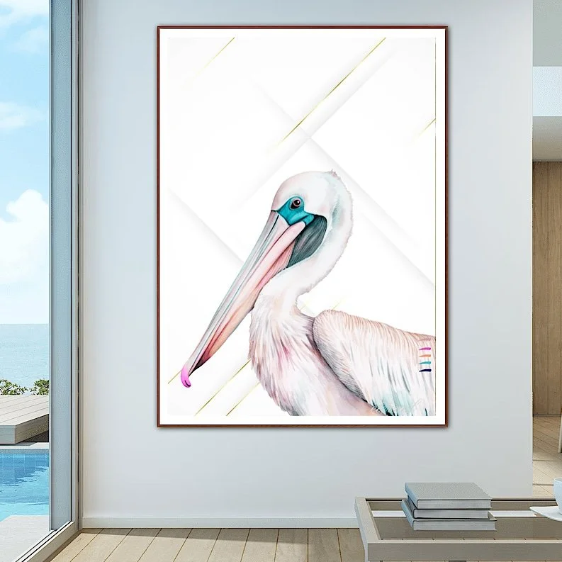 Elegant Pelican Coastal Wall Art Print - Sydney Artist, Eternal Art & Design - Eternal Art & Design