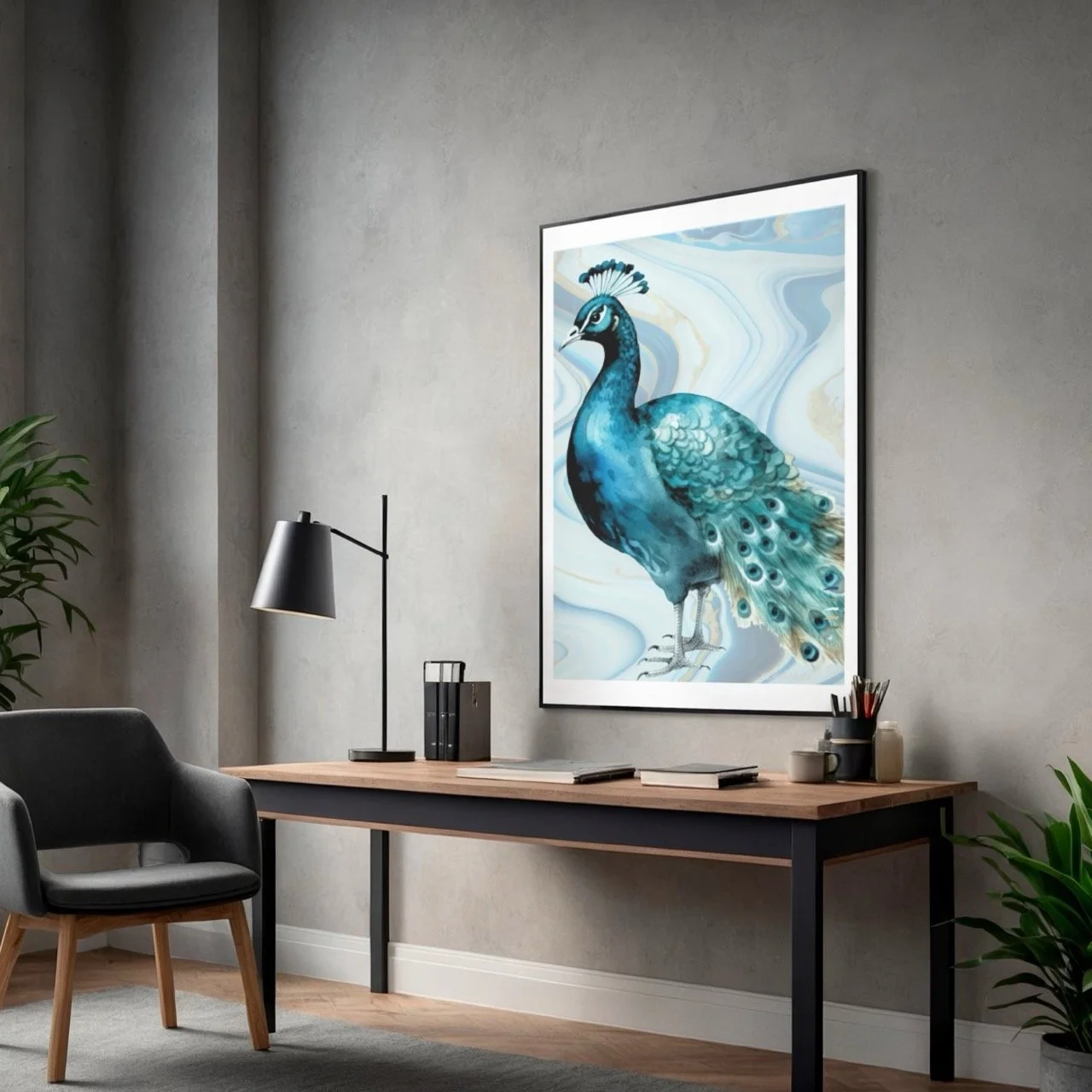 Blue Crest Peacock Birdlife Wall Art Print - Sydney Artist, Eternal Art Prints - Eternal Art & Design
