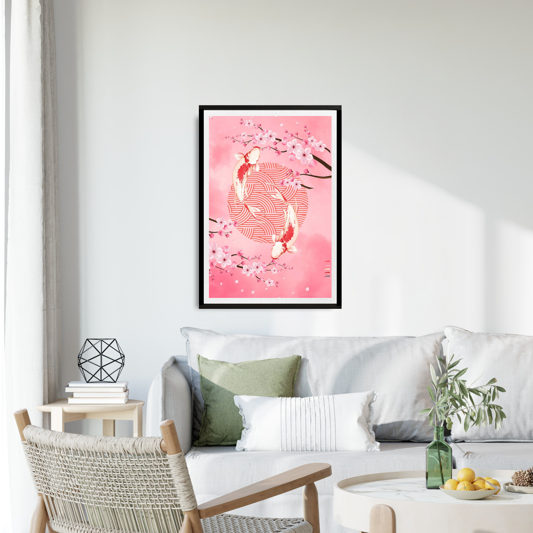 Oriental Cherry Blossoms and Koi Wall Art Print, Eternal Art Prints - Eternal Art & Design