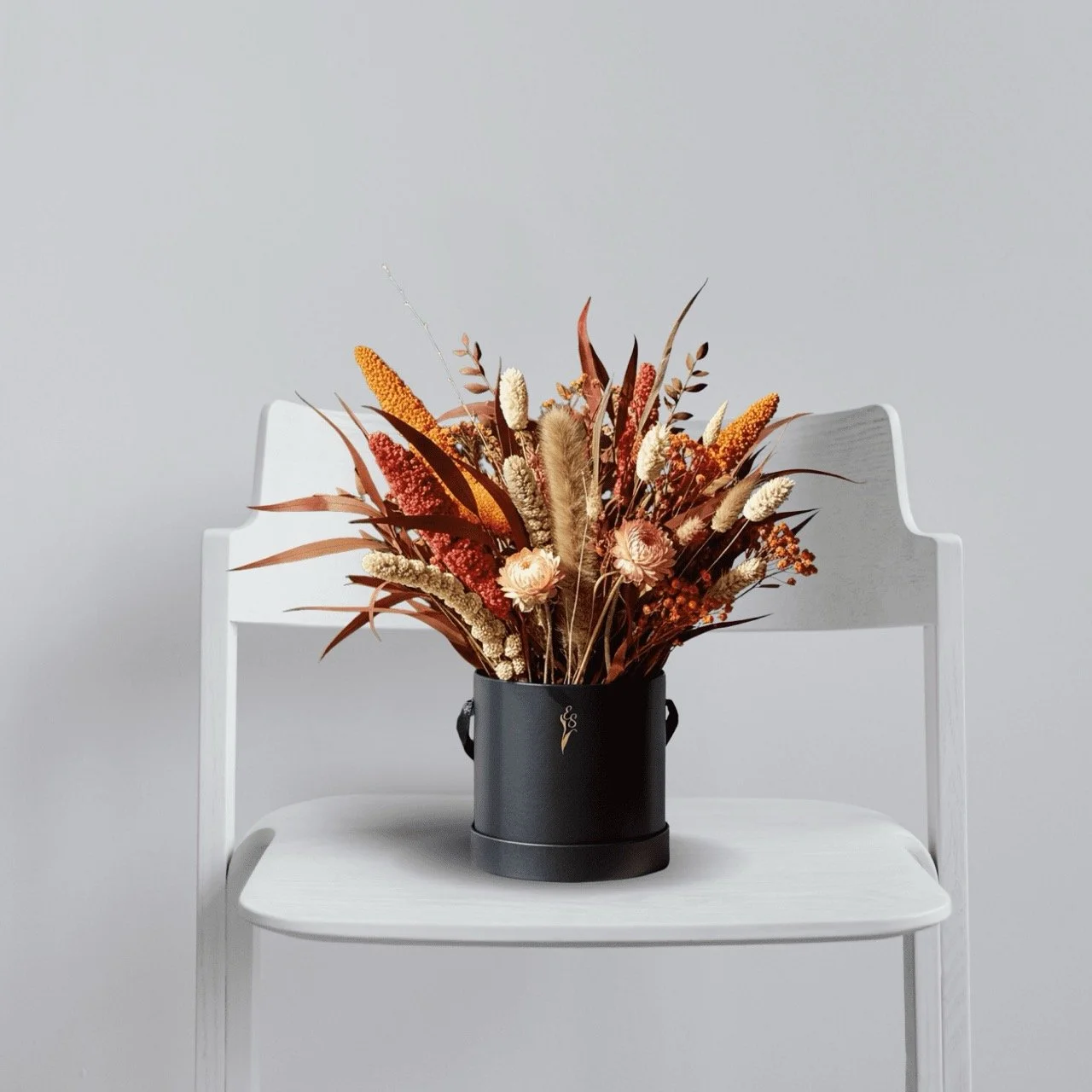 Dried & Preserved Native Bouquet - Red & Orange Florals in Gift box - 30cm "Crimson Harvest" - Handcrafted dried & preserved arrangement - Eternal Art & Design