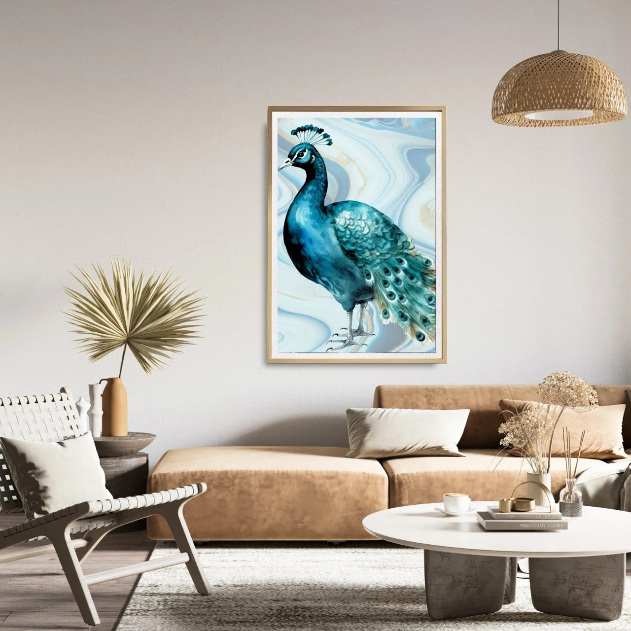 Blue Crest Peacock Birdlife Wall Art Print - Sydney Artist, Eternal Art Prints - Eternal Art & Design