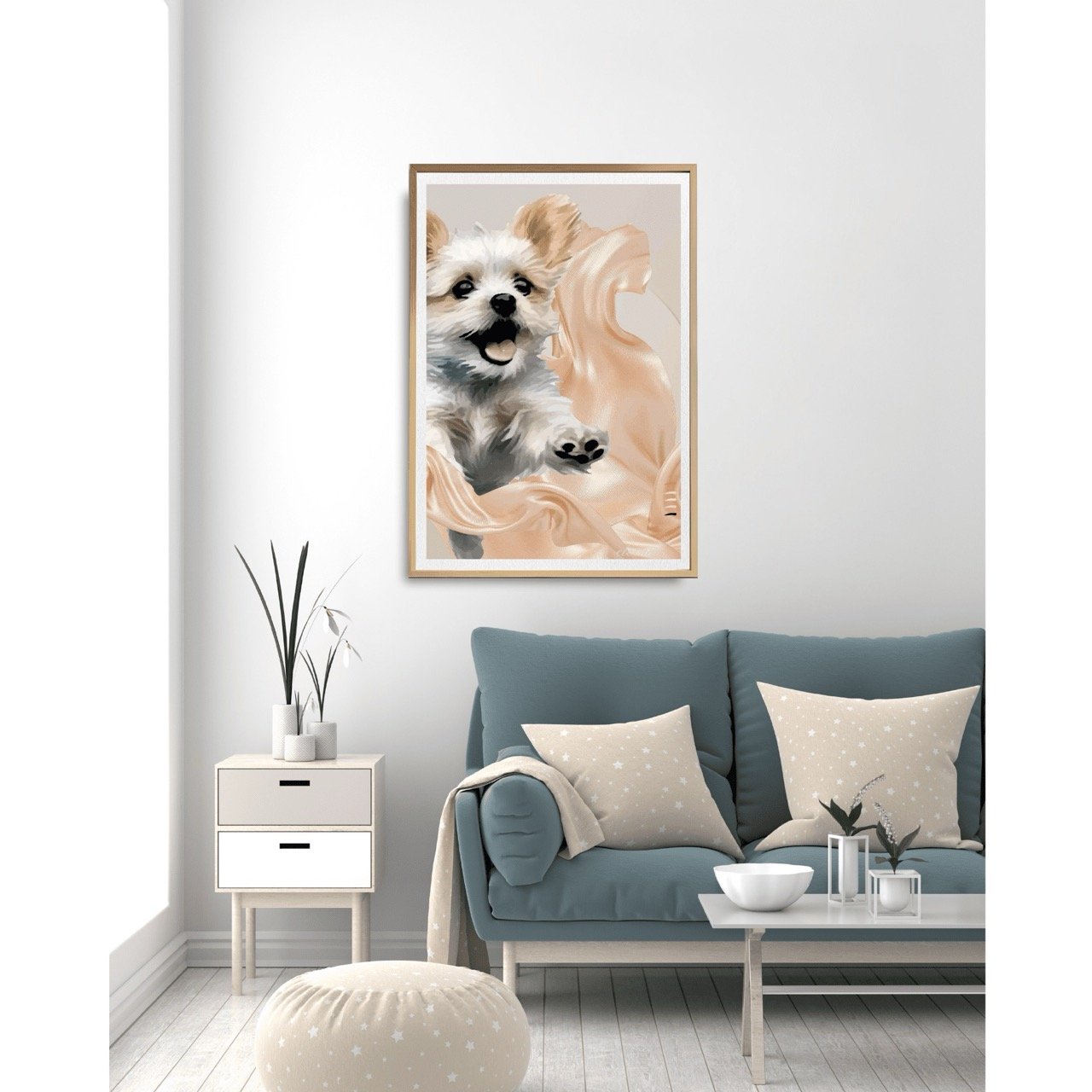 Yorkshire Terrier Puppy Love Wall Art Print - Sydney Artist, Eternal Art Prints - Eternal Art & Design