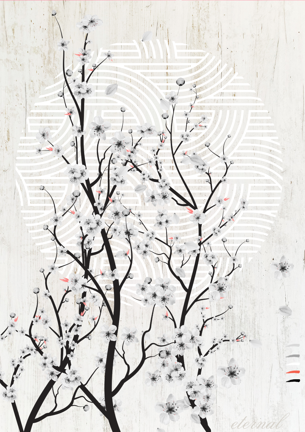 Oriental Cherry Blossom Minimalist Wall Art Print, Eternal Art & Design - Eternal Art & Design