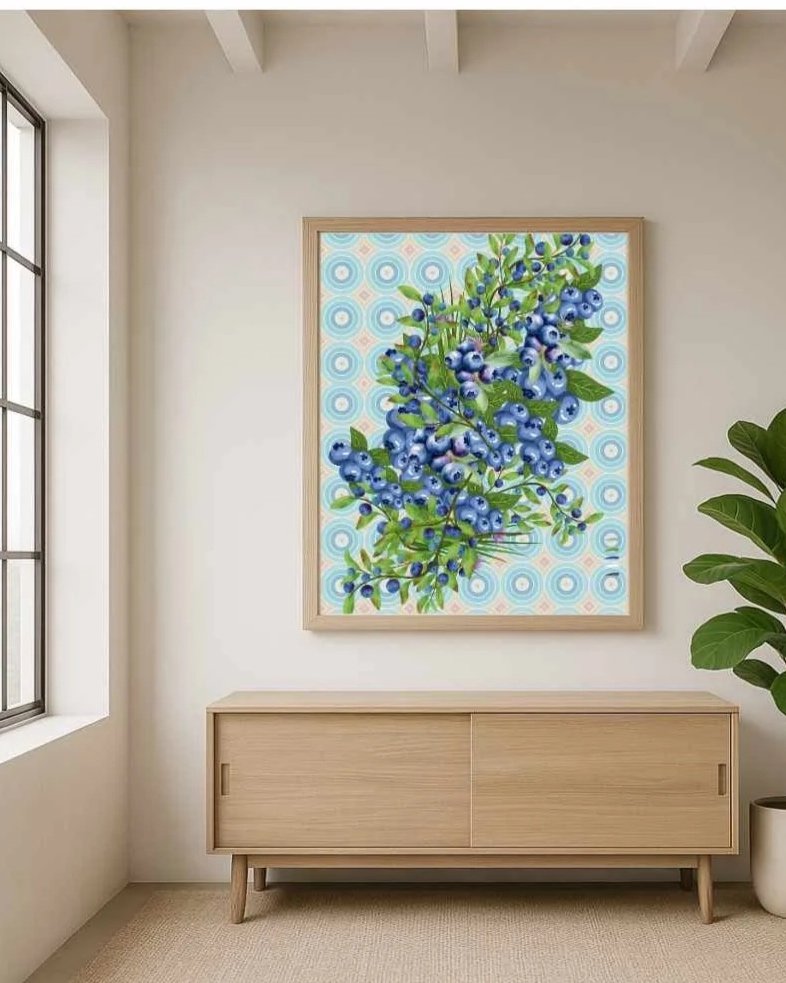 Blueberry Bliss Retro Wall Art Print, Eternal Art & Design - Eternal Art & Design
