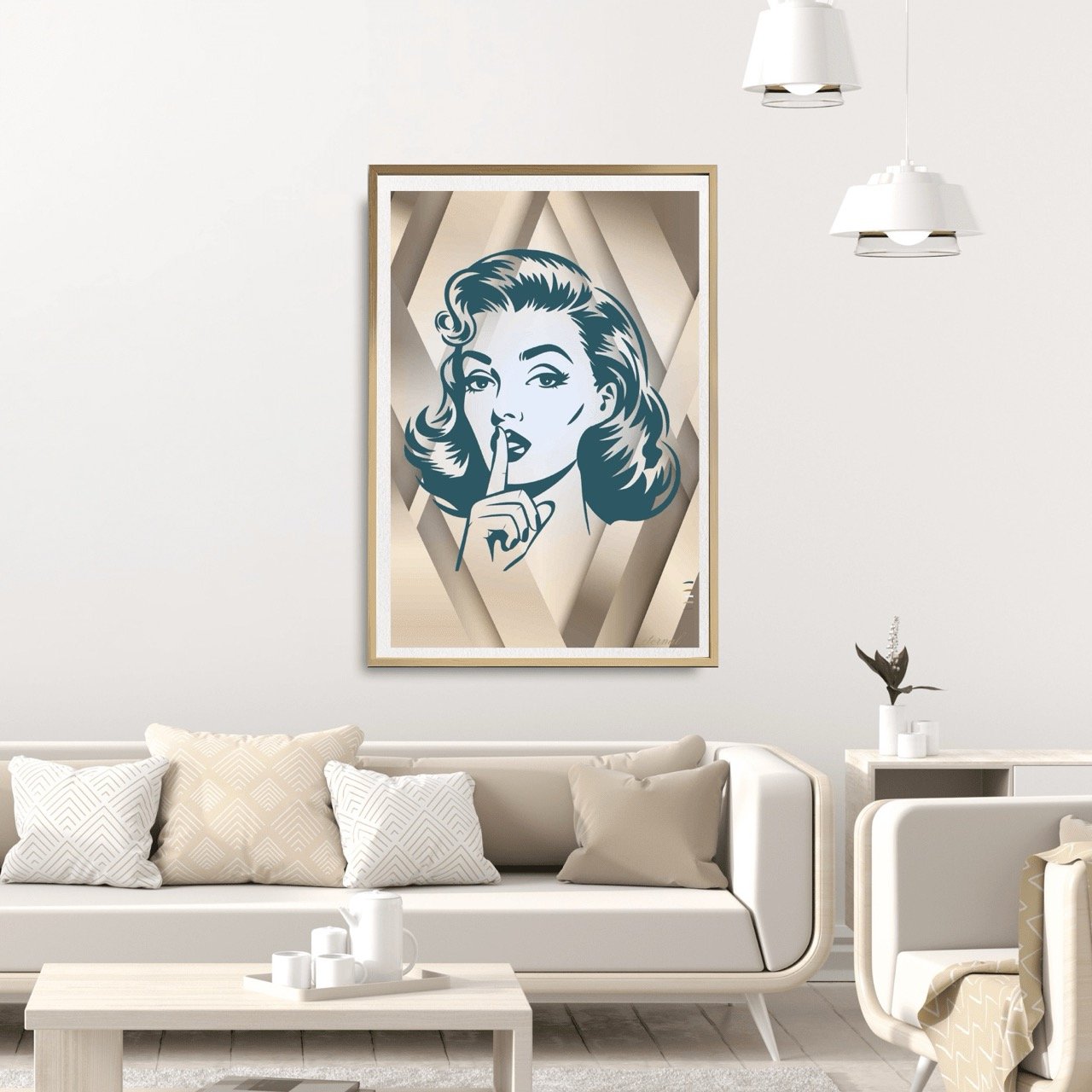 Shh Retro Female Icon Art Print - Sydney Artist, Eternal Art Prints - Eternal Art & Design