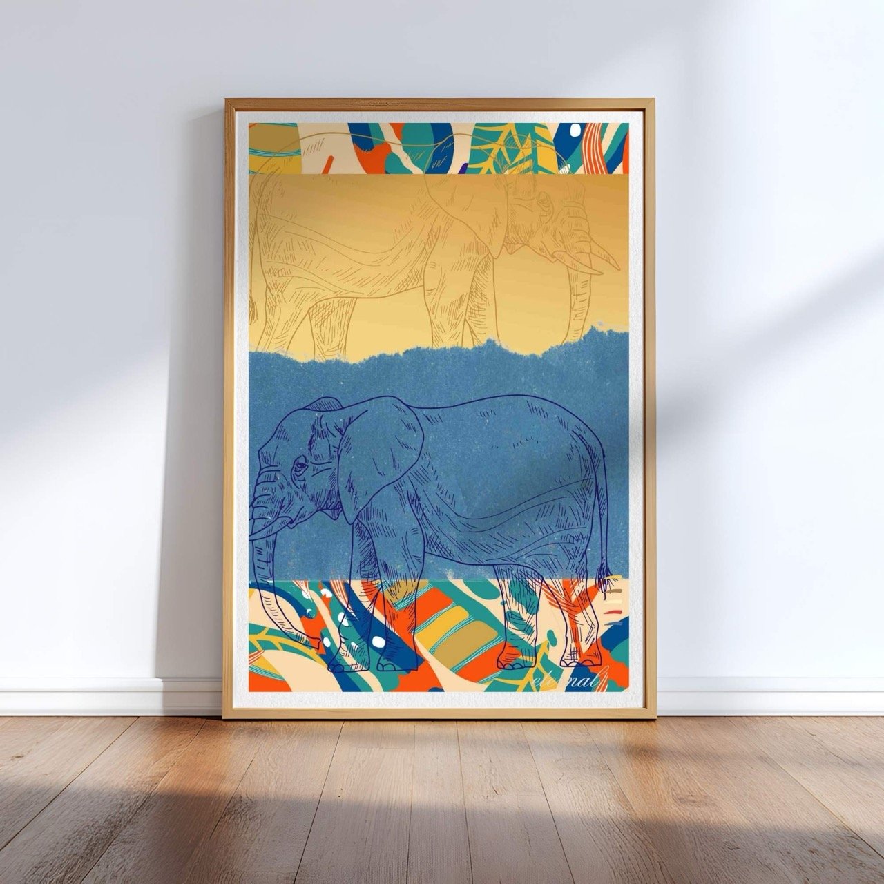 Elephant with Tribal Pattern Wall Art