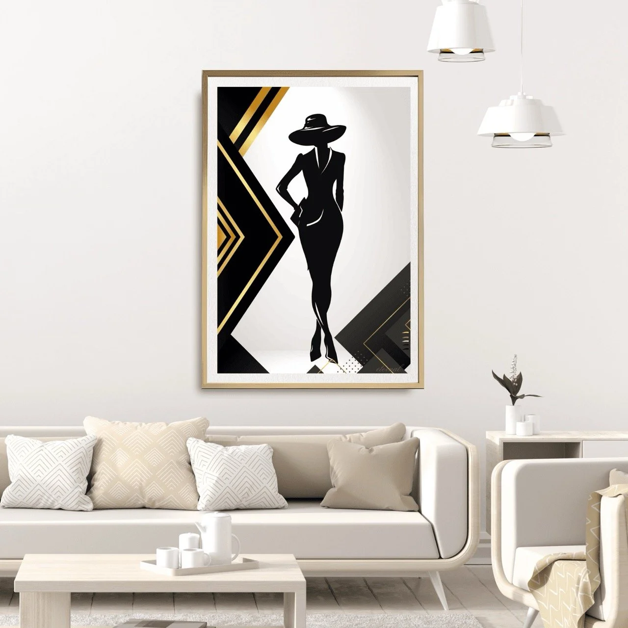 Fashion-inspired Female in Black & Gold Wall Art, Eternal Art Prints - Eternal Art & Design