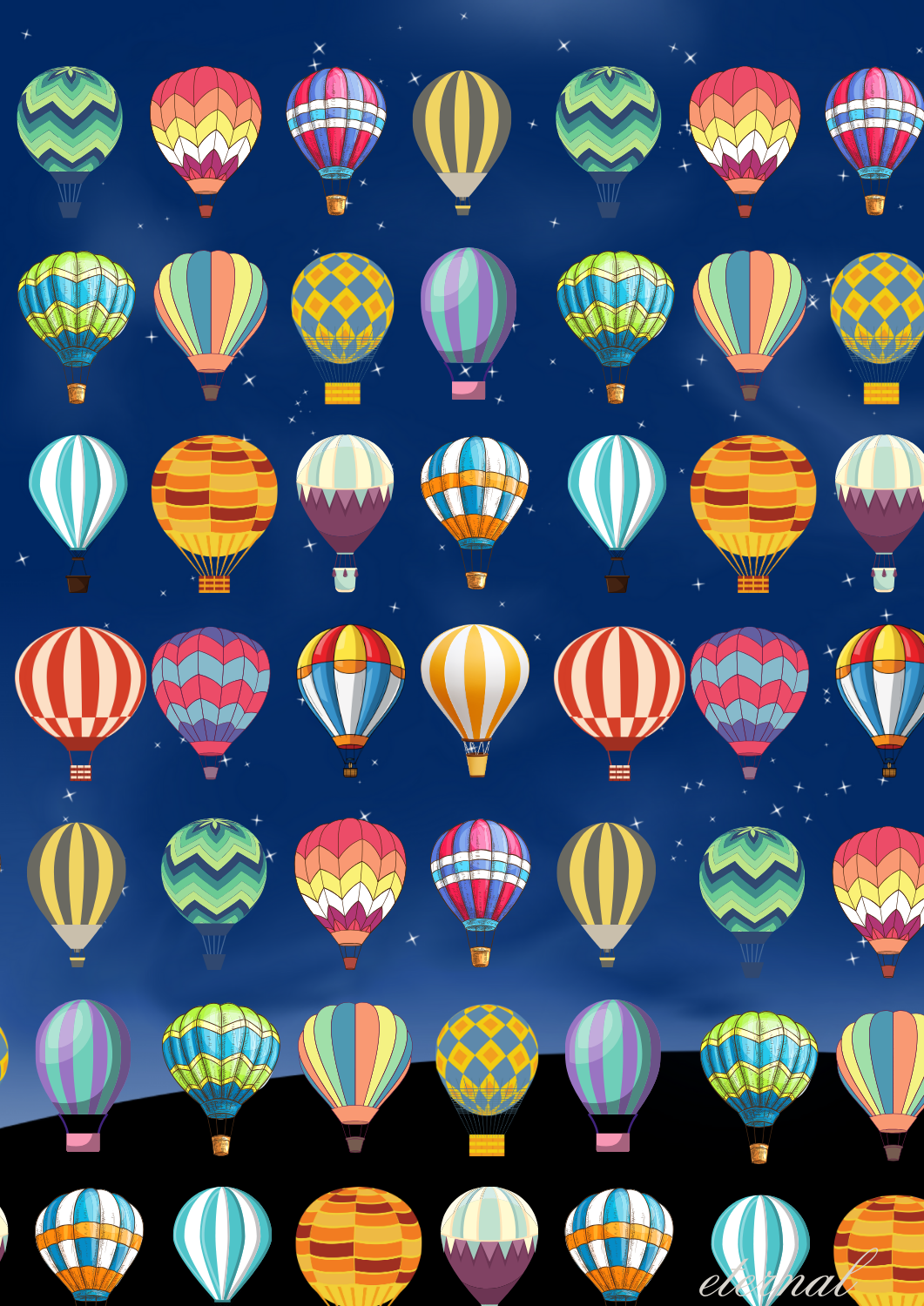 Starry Night Balloon Adventure Art Print - Sydney Artist, Eternal Art Prints