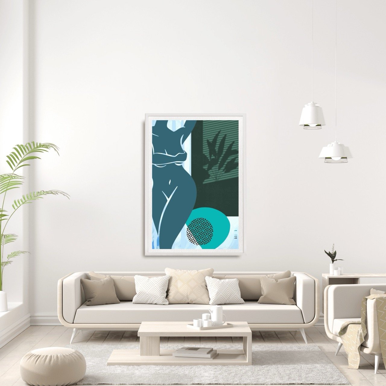 Female Figurative Line Drawing in Aqua Wall Art Print, Sydney Artist - Eternal Art Prints - Eternal Art & Design