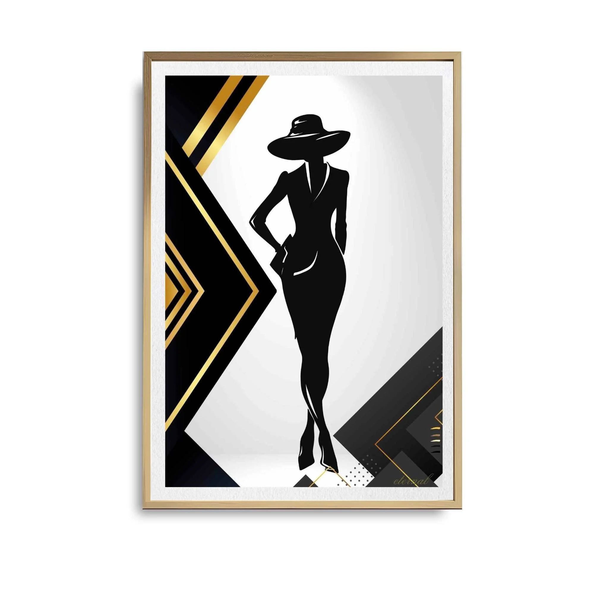 Fashion-inspired Female in Black & Gold Wall Art, Eternal Art Prints - Eternal Art & Design