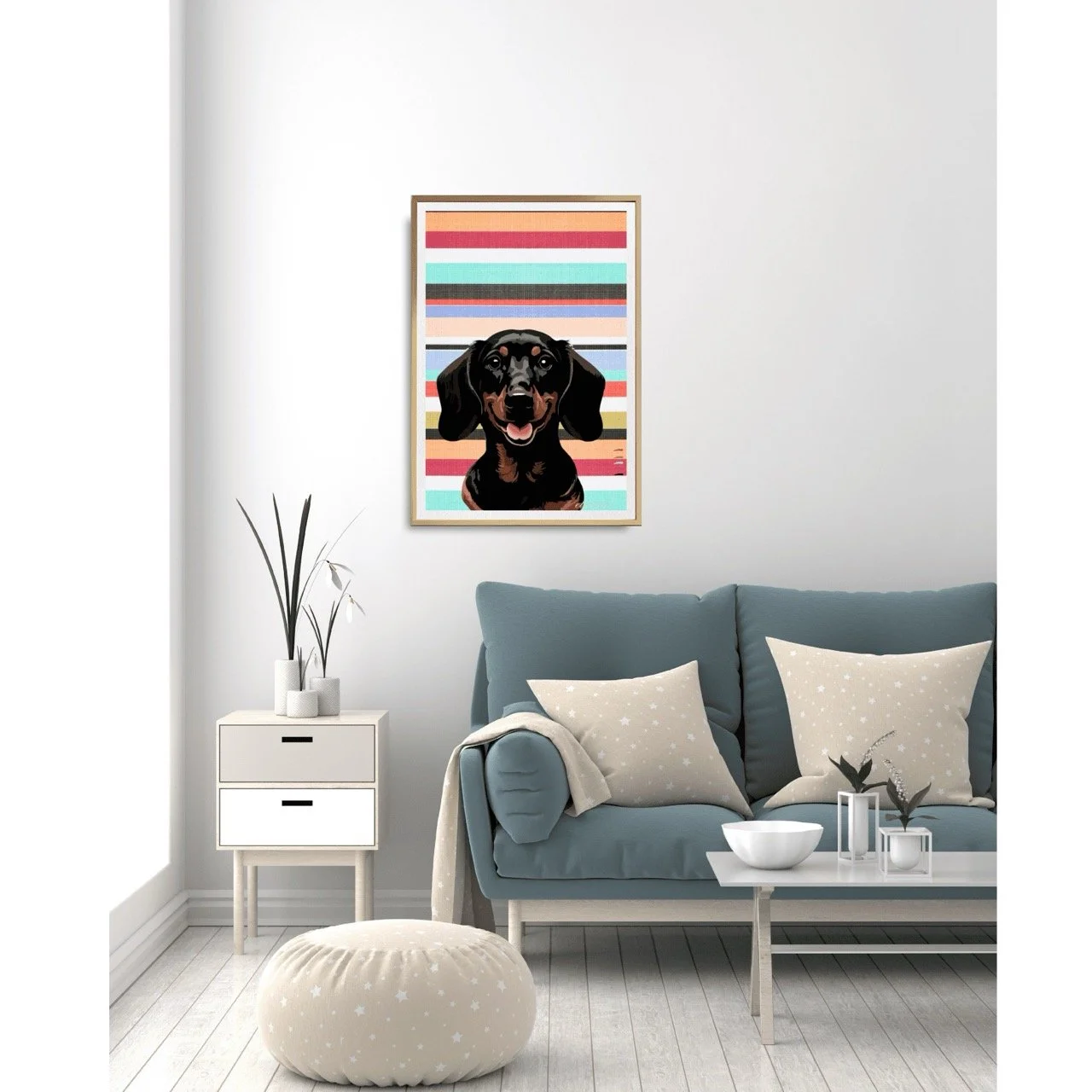 Dachshund Dog with Stripes Wall Art Print - Sydney Artist, Eternal Art Prints - Eternal Art & Design