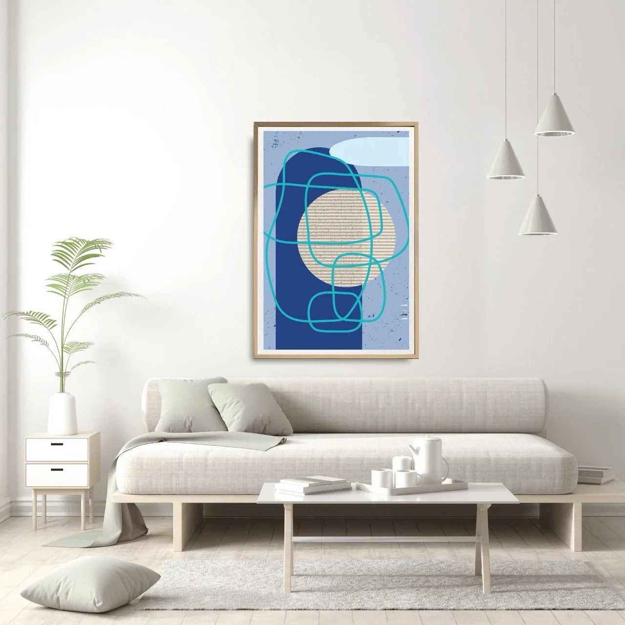 Abstract Modern Lines in Blue Art Print - Sydney Artist, Eternal Art Prints - Eternal Art & Design