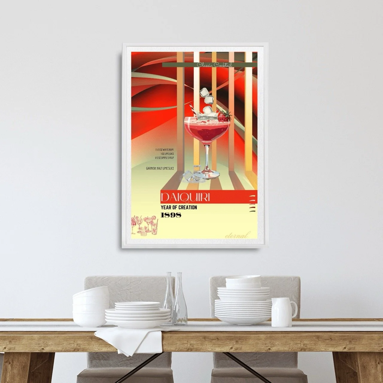Daiquiri Retro Cocktail Culture Wall Art Print, Eternal Art Prints - Eternal Art & Design