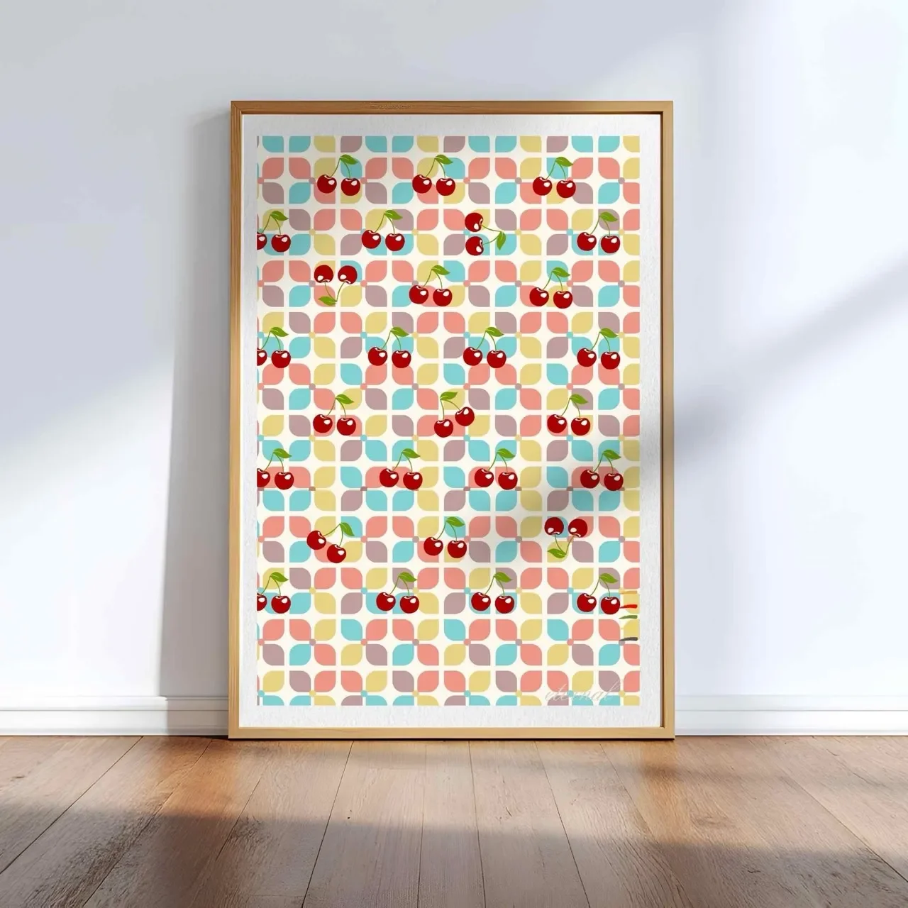 Cherry Red Retro Wall Art Print, Eternal Art Prints