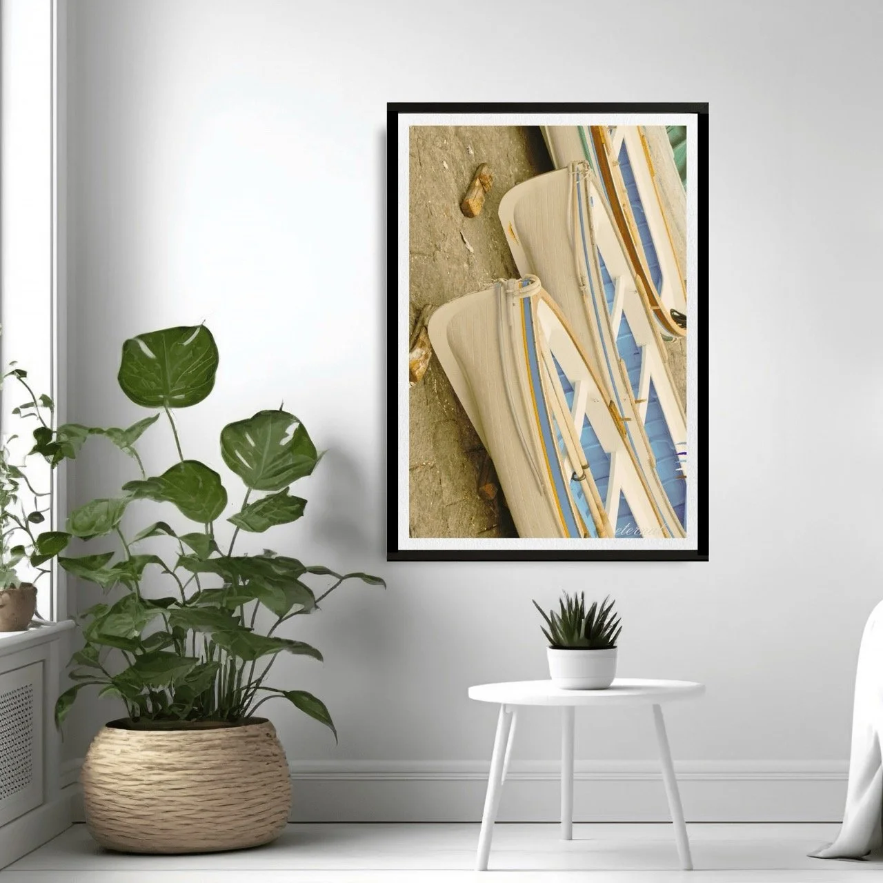 Nautical White & Blue Boats Wall Art Print, Etrenal Art Prints - Eternal Art & Design