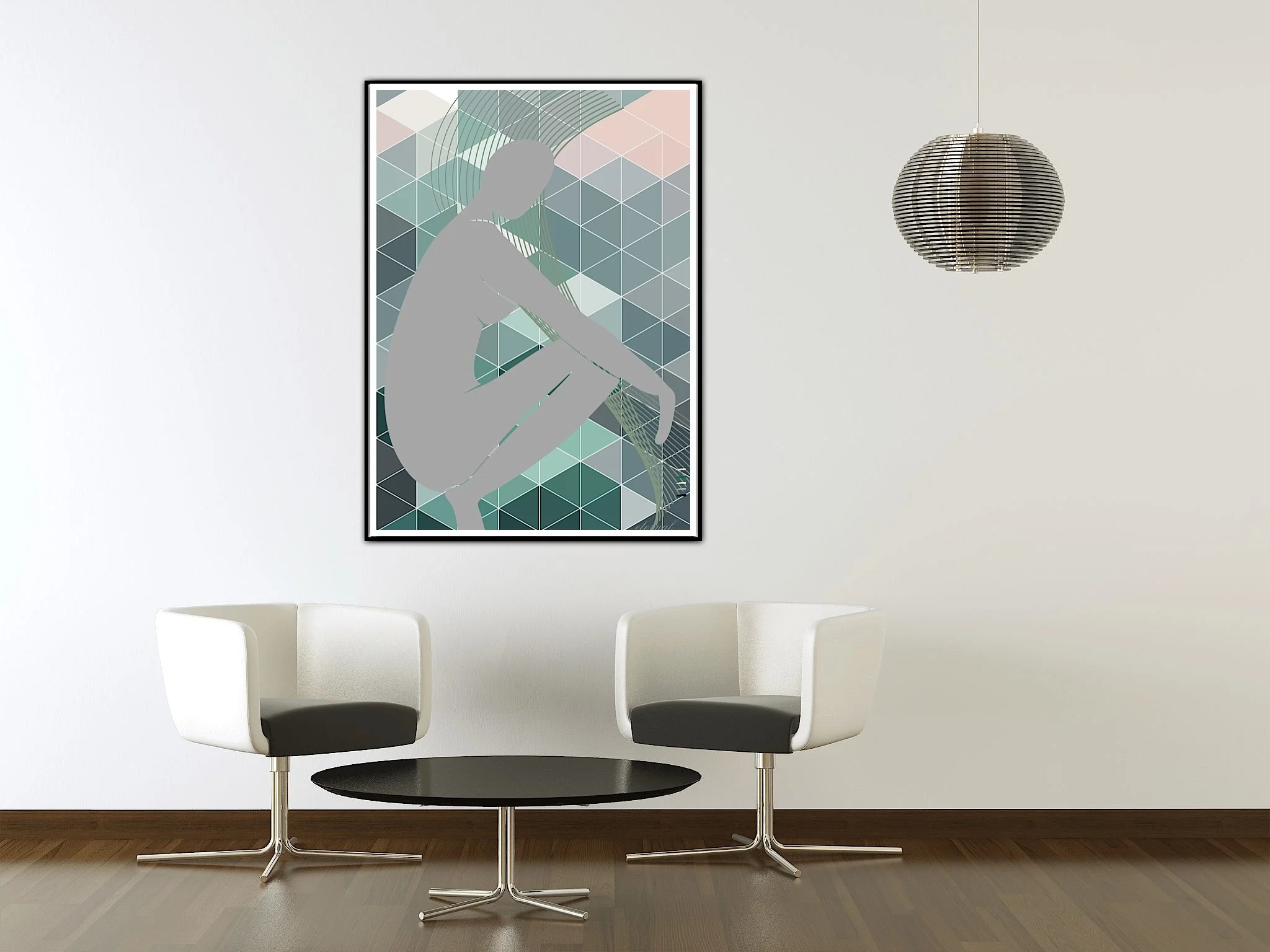 Nude with Green Mosaic Wall Art Print, Sydney Artist - Eternal Art & Design - Eternal Art & Design