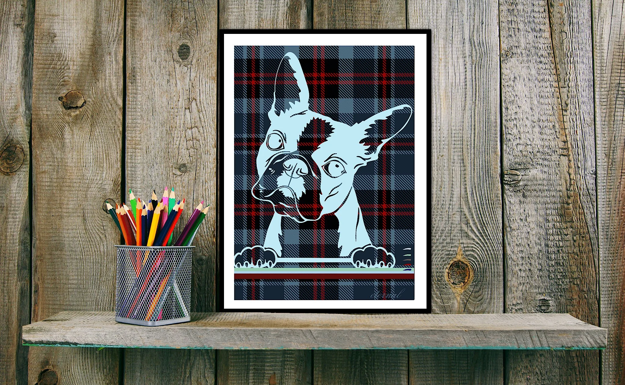 Puppy Boston Terrier Wall Art Print - Sydney Artist, Eternal Art & Design - Eternal Art & Design