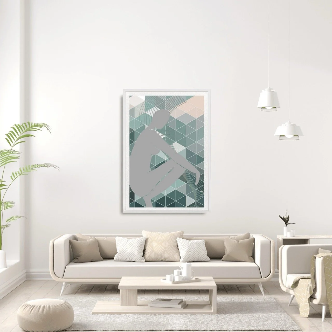 Female Nude Figure with Green Mosaic Wall Art Print, Sydney Artist - Eternal Art Prints - Eternal Art & Design