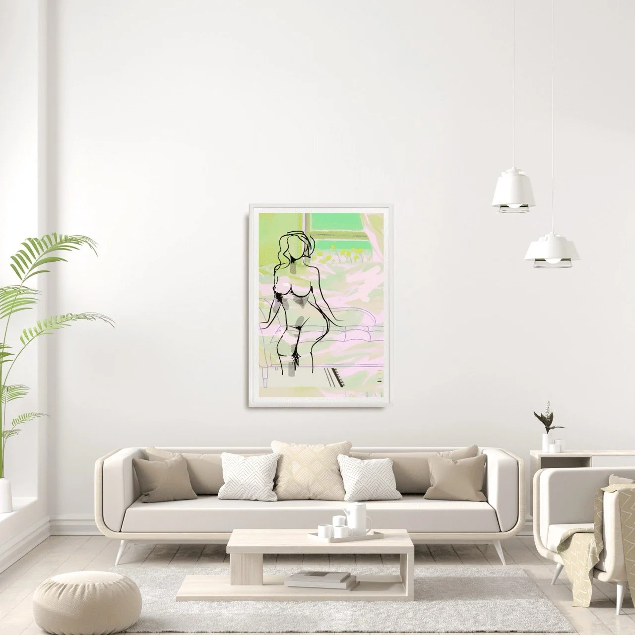 Female Figure Sketch with Chaise Art Print, Sydney Artist - Eternal Art Prints - Eternal Art & Design