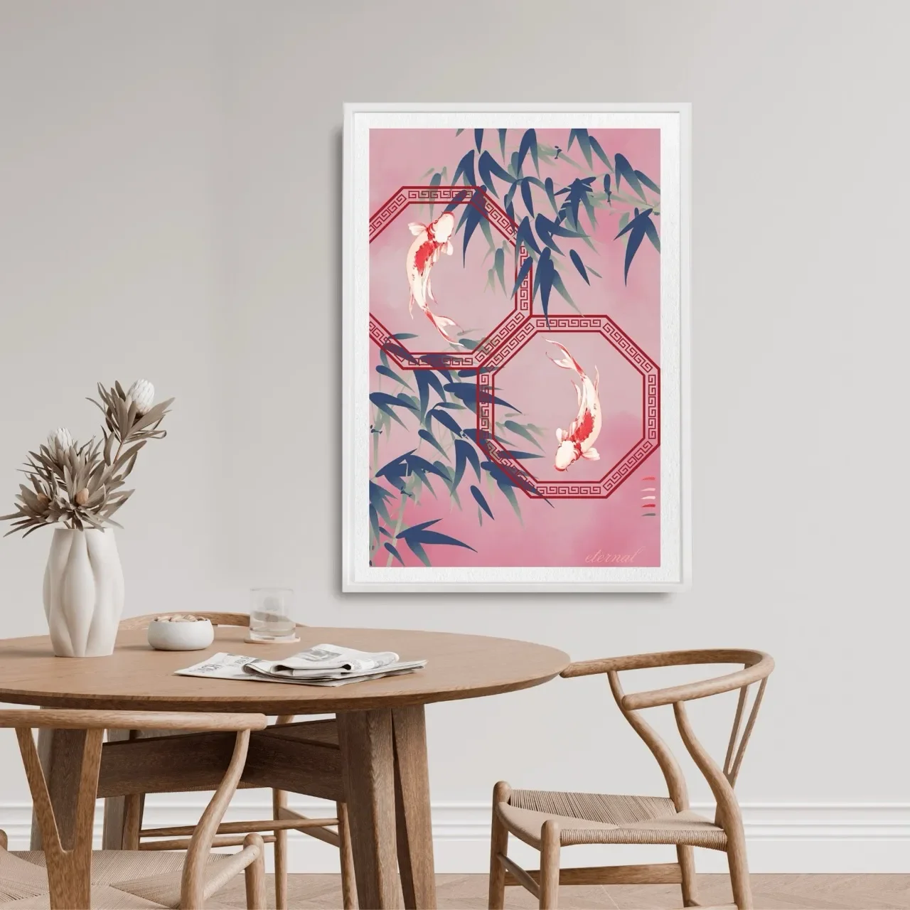 white framed koi bamboo print. I10006 (3) Large_converted.webp