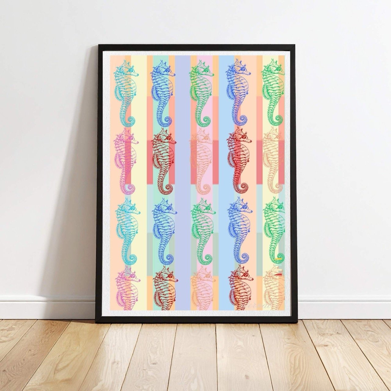 Pastel Seahorse Modern Coastal Nautical Wall Art Print - Sydney Artist, Eternal Art Prints - Eternal Art & Design