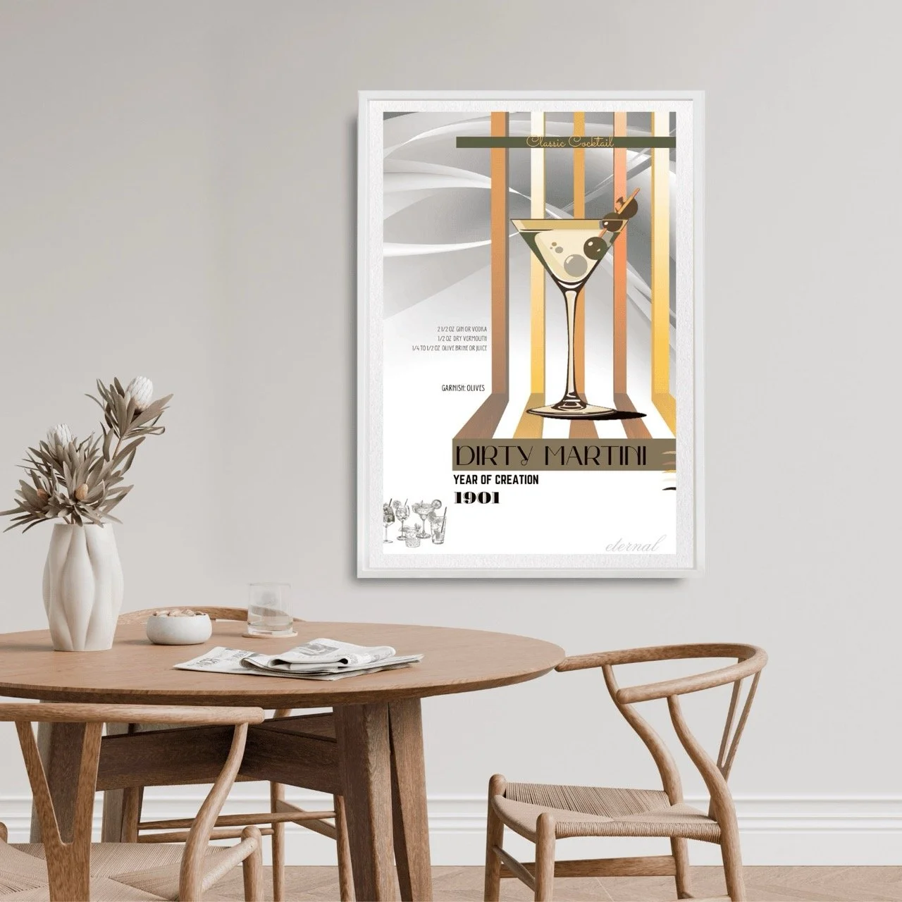 Retro Dirty Martini Classic Cocktail Culture Wall Art Print, Eternal Art Prints - Eternal Art & Design