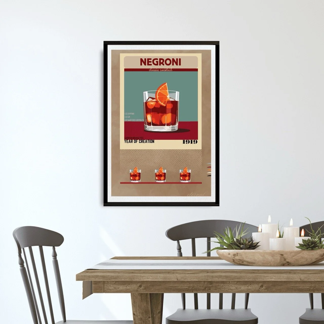 Negroni Retro Cocktail Culture Wall Art Print, Eternal Art Prints - Eternal Art & Design