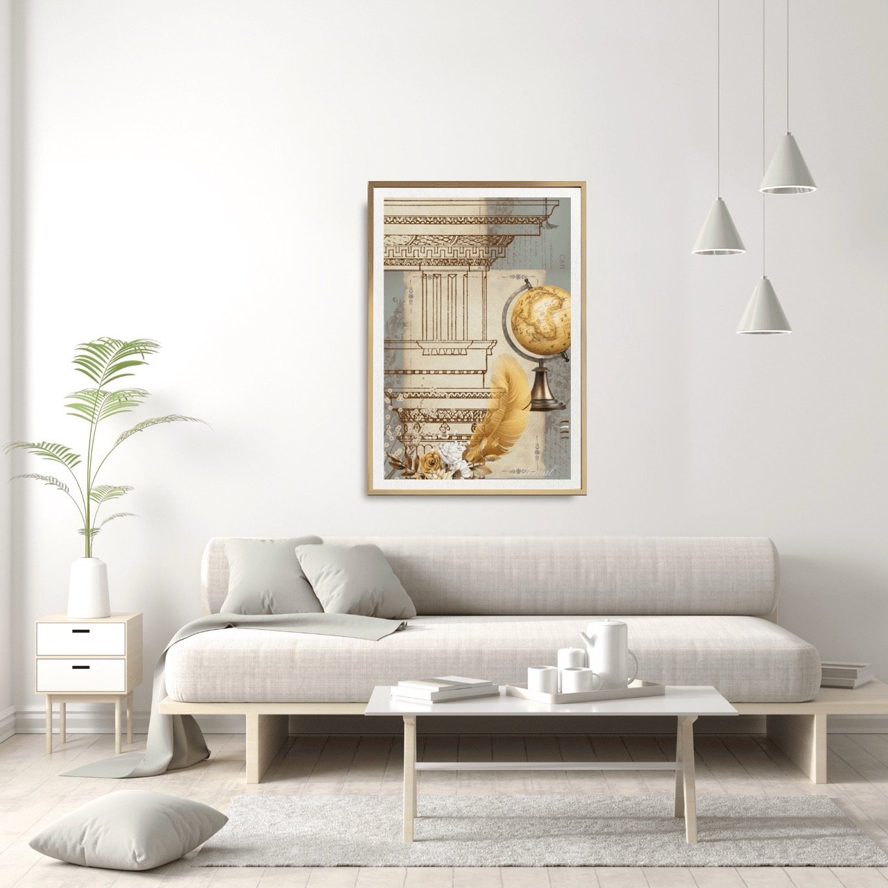 Vintage Architecture & Botanical Gold Print - Special Edition Wall Art Eternal Art Prints - Eternal Art & Design