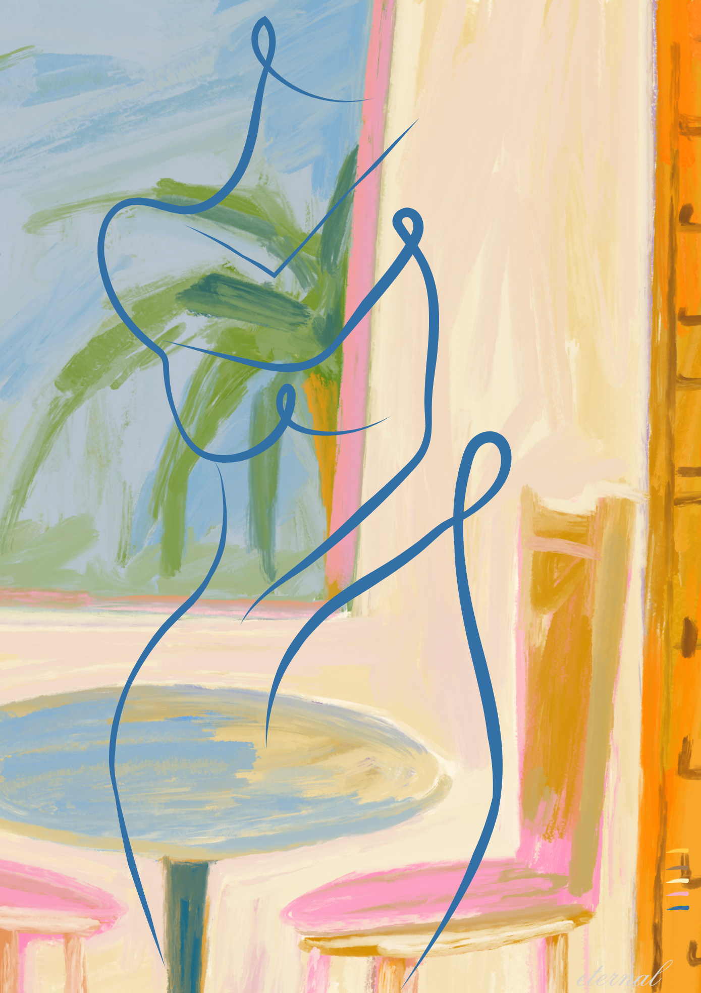 Nude Female with Summery Interior Art Print, Sydney Artist - Eternal Art Prints