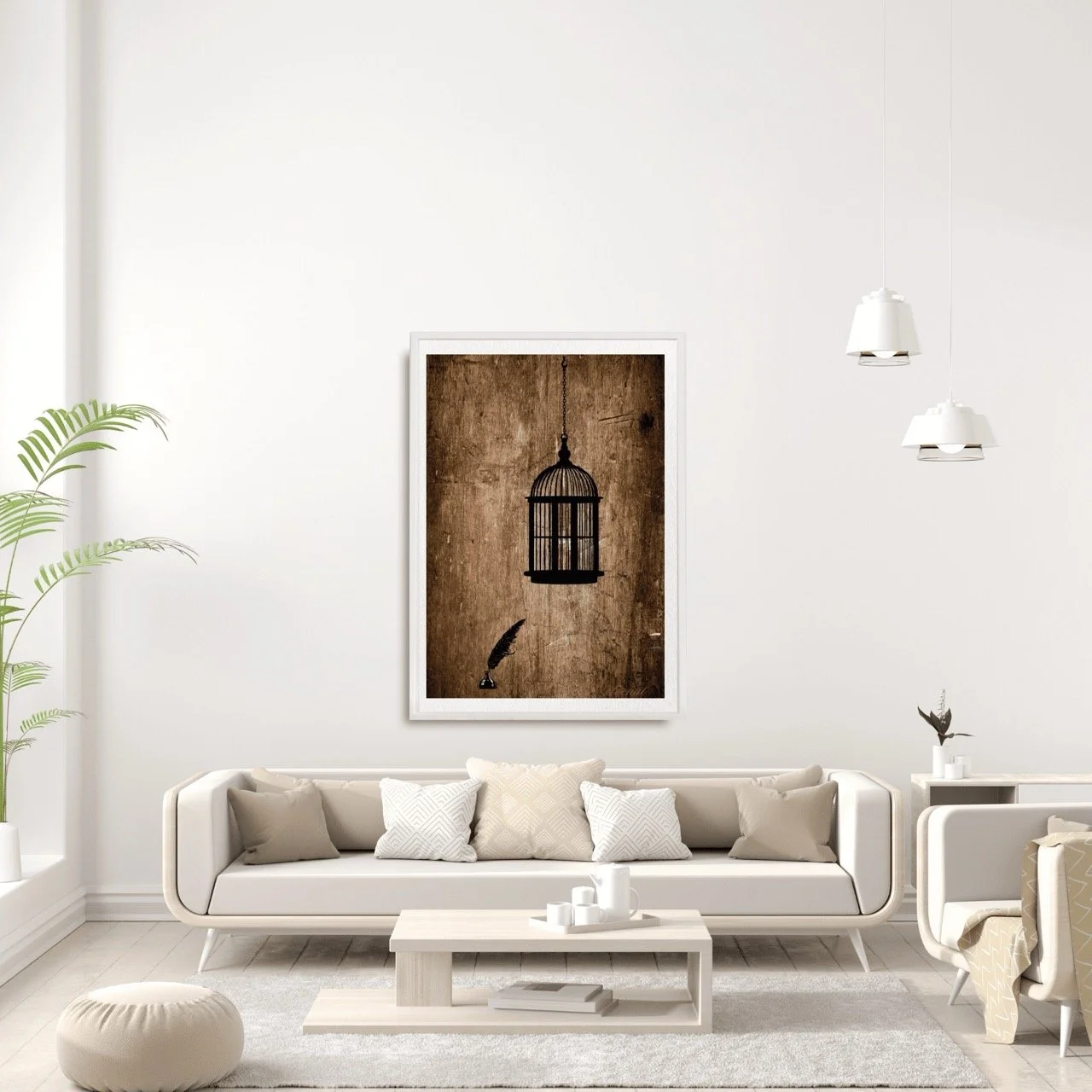 Birdcage Ink and Quill Wall Art Print, Eternal Art Prints - Eternal Art & Design