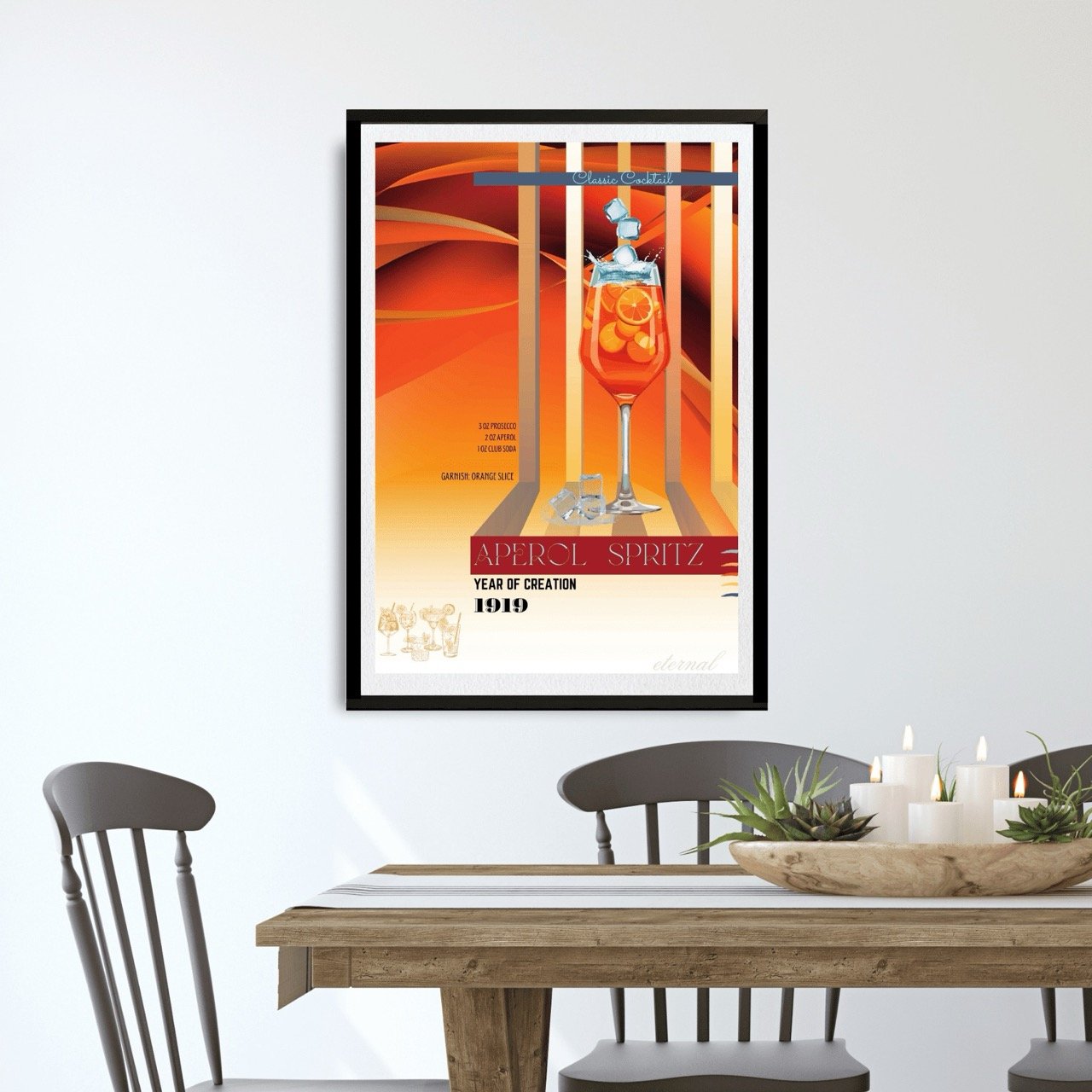Aperol Spritz Retro Cocktail Culture Wall Art Print, Eternal Art Prints - Eternal Art & Design