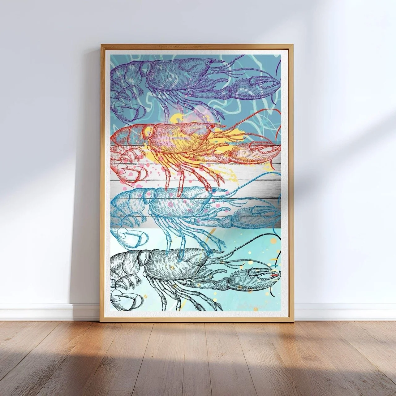 Lobster Modern Coastal Wall Art Print - Sydney Artist, Eternal Art Print