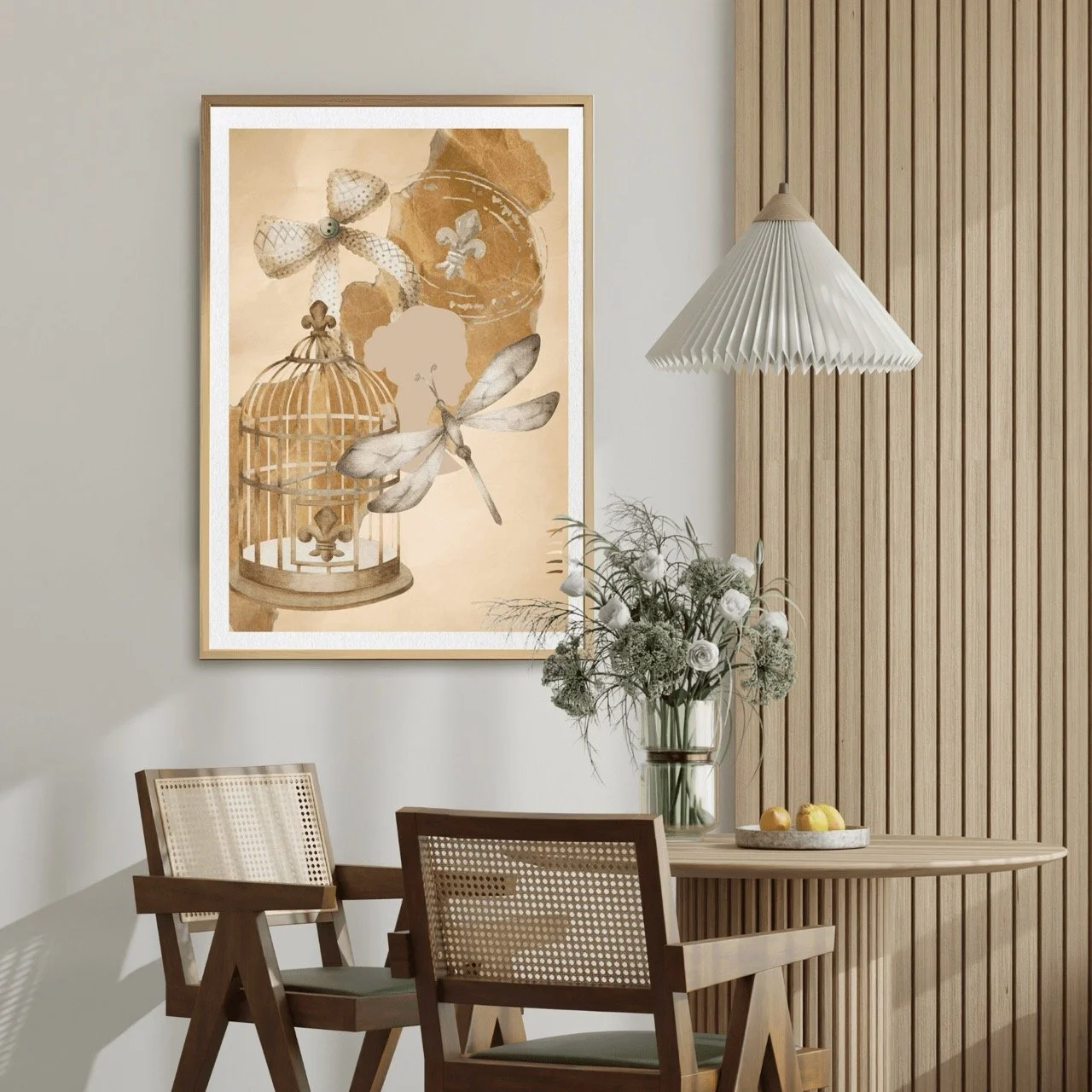 Vintage Birdcage Bow and Dragonfly Wall Art Print, Eternal Art Prints - Eternal Art & Design