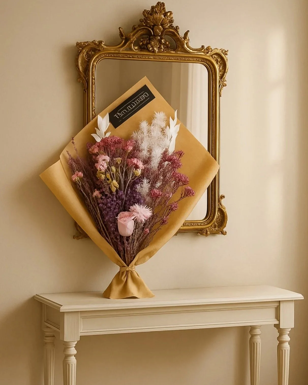 Blushberry Dream Bouquet Wrapped - Eternal Stems. Handcrafted dried & preserved arrangement.