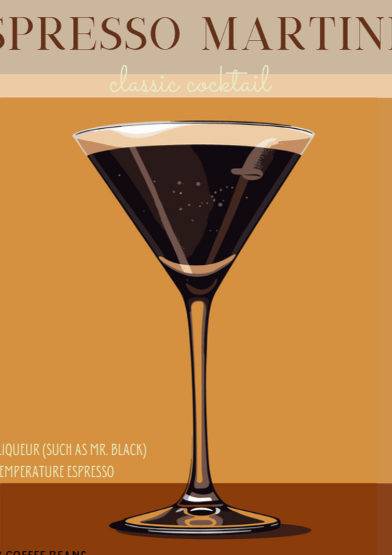 Espresso Martini Retro Cocktail Culture Wall Art Print, Eternal Art & Design - Eternal Art & Design